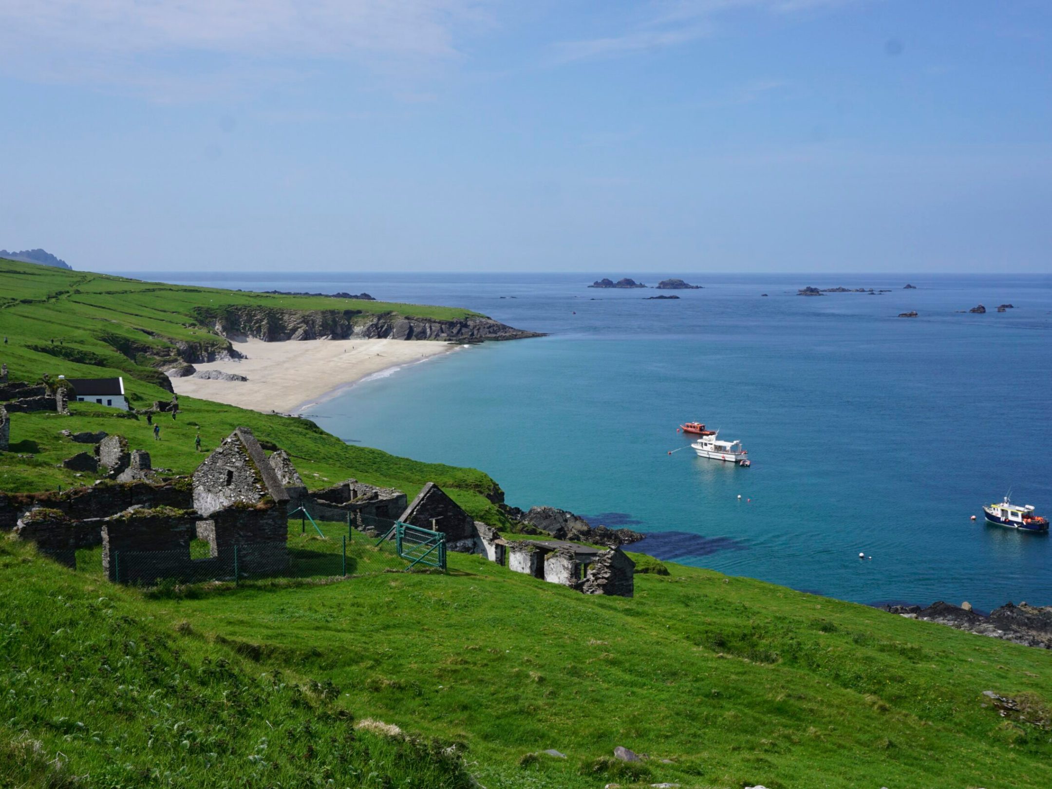 village ruins near a beach